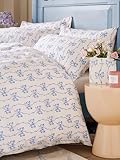 Cath Kidston Ribbon Bow 100% Cotton Duvet Cover Set In Cornflower (King Size Duvet Cover Set 230cm x 220cm)