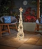 Marco Paul Large 100cm Outdoor Pre Lit Christmas Tree Decoration - 1m LED Spiral Outdoor & Indoor Festive Display with Star Topper Warm White Weatherproof Xmas Light for Garden