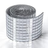 Art3dwallpanels Self-Adhesive Glass Mirror Tiles - 1888 Pieces Small Square Sticker for DIY Craft and Disco Ball Party Decoration (Silver)