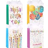 Large Happy Birthday Gift Bags with Tissue Paper,4pcs Colorful Birthday Bags for Women, Kids, Boys, Girls, and Men (Colorful 2, Large)