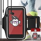 IWIO Adjustable Strap Armband Phone Casefor Jogging/Running/Fitness/Gym Workouts/Outdoor Sports include D2 Earphones with Built in Microphone compatiable with Bush Spira B3 5.5" Inch - BLACK