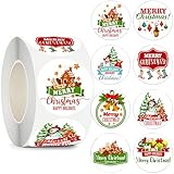 500pcs Round Christmas Stickers 3.8cm,Christmas Stickers Roll Merry Christmas Round Self Adhesive Sticker for Card Making Sealing Envelopes Wrapping Presents Christmas Party Sticker Decoration
