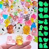 JOLCEEY 60pcs Mini Resin Animals, 60 Styles Tiny Resin Glow In The Dark Animals Miniature Little Small Animal Figures for Micro Fairy Garden Landscape Accessories Dollhouse Hide Crafts Aquarium Decor