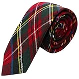 King & Priory Traditional Red Tartan Check Tie, Necktie, Scotland, Highland, Scottish Look, Stewart Tartan