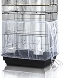 ASOCEA Bird Cage Seed Catcher Adjustable Bird Cage Cover Soft Nylon Mesh Skirt Parrot Net for Parakeet Macaw African 78.7in Round Square-White