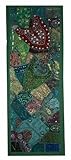 Marubhumi Indian Ethnic Designer Wall Hanging Tapestry with Heavy Embroidery, Zari, Sequins, Beads & Old Sari Patchwork, 152 X 51