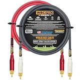 1 Metre RCA Cable Pair - WBC-PRO-QUAD Ultra-Silent, Ultra-Flexible, Star-Quad Audiophile & Pro-grade Audio Interconnect Cable with Amphenol ACPR Gold RCA Plugs - Grey & Red Jacket - Directional