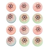 Jiamaohua Halloween Eyeballs 12 Pcs Halloween Bouncy Balls 32mm Colourful Bouncy Eyeballs Halloween Party Bag Fillers for Kids Adult Fake Eye Balls for Trick or Treat Party Favours Toys Decorations