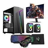 Gaming PC – Intel Core i5, GT 730 4GB Graphics, 16GB RAM, 1TB HDD + 128GB SSD, Windows 11 Pro, 22" Monitor, Keyboard, Mouse, Headset – High-Performance Gaming PC Bundle (Alpha Black)