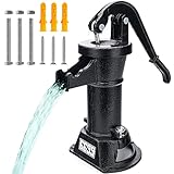 6699 Durable Cast Iron Pitcher Pump Antique Manual Hand Shake Suction Well Pump Water Transfer Pump 25ft Maximum Lift Easy Installation for Outdoor Garden Pond Backyards SWP 300 Black
