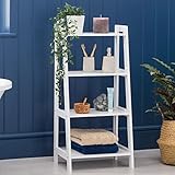 CHRISTOW White Ladder Shelf Wooden 4 Tier Storage Unit Display Stand Bathroom