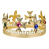 Regal Gold King Crown for Men - Adult Fancy Dress Costume Accessory with Faux Gemstones - Royal, Wise Men, Medieval Outfit - Elegant Golden Crown