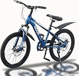 Kids Bike 18" 20" 22" Kids Mountain Bike for Boys and Girls Junior Mountain Bikes Children Bicycle with Shock Absorber 12.25-Inch Frame Dual Disc Brake 5-14 Years Old (Blue, 20 inch)