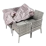COSMO BUY 4 Piece Rattan Garden Furniture Set Outdoor Patio Sofa, table and chairs garden table Ideal for Pool Side, Balcony, Outdoor and indoor Conservatory Patio Set (Grey with Rain Cover)