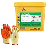 Sika Fast Fix All Weather-Ready to Use, Self-Setting Paving Jointing Compound for Any Weather, Suitable for Stones Setts, Paving Block and Footpaths 14kg - 20 sq.m with Free Gloves (Deep Grey)