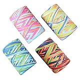 Keleily Raffia Natural 4 Rolls Colored Raffia Paper Ribbon 80M Raffia Twine Craft Paper Ribbon for Christmas, Gift Wrapping, Decoration, Weaving, Florist - 4-Color Mixing