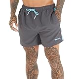 Men's Stretch Swim Trunks with Lining – Long Beach Shorts for Swimming, Swimwear Costume Grey L