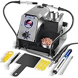 Aoyue 2981 Rapid Heatup Precision Soldering lron Station Kit Compatible with T-12 Style Active Power Tips, 12v Safe-Voltage, Tip Cleaner, Spool Holder, Tweezers, Pry Opening Tools