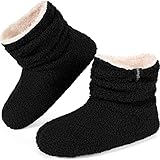 LongBay Womens' Slipper Boots Soft Memory Foam Women Bootie Slippers Warm House Shoes, Black UK 6-7
