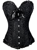 KUOSE Womens Black Basque Body Shaper Overbust Corset Top Plus Size S-6XL