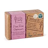 Little Soap Company Organic Soap Bar – Vegan, Cruelty Free, No SLS or Parabens, With Rose Geranium, Natural & Organic Body & Hand Soap (110g)