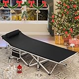 YITAHOME Folding Camping Bed for Adults, 28" Extra Wide Heavy Duty Portable Camp Bed, Comfortable Sleeping Cots with 280kg Capacity for Travel/Office/Outdoor, Black