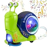 GSrenyu Baby Toys Crawling Walking Snail Toys With Musical Light, Baby Sound Toy Electronics Pet Toy with Automatically Avoid Obstacles Birthday Present for Kids Toddler Age 3 Years Old Above