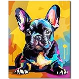 TISHIRON DIY Paint by Number Adorable French Bulldog Paint by Numbers for Adults & Kids, Modern Decor Art 16x20 in
