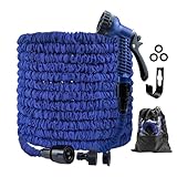 CNMTCCO Garden Hose Pipe, 100FT Garden Hoses Expandable with 3/4", 1/2" Fittings, Expanding Magic Hose, with 7 Function Spray Nozzle, Anti-Leakage Latex Core Hosepipe (30M)