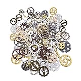 DBAILY Antique Steampunk Gears, 200g Steampunk Gears Charms Cogs for Crafting Mixed Colors Watch Gears Wheels for DIY Crafts Jewelry Making Accessory Crafting（10mm-40mm）