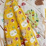Happy Linen Company Girls Boys Kids Woodland Friends Animals Taupe 150 x 200 cm Reversible Quilted Throwover Throw Blanket