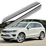 BRYNZAXTOL 2PCS Aluminum 4.7″ Wide Fixed Side Steps with Brackets Fit for VW Volkswagen Touareg 2011-2018 Aftermarket Running Boards Nerf Bars Rails Stepping Plates Pedals (WSY)