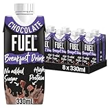 FUEL10K Chocolate High Protein Milk Breakfast Drink, 330 ml (Pack of 8)