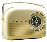 Logical Bush Retro DAB Radio - Cream with accompanying 3.5mm Audio Cable