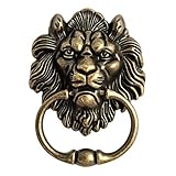 QWORK® Lion Head Knocker with Screws, Classical Antique Bronze Lion for Front Doors & Main Porches Accessories