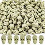 100pcs Mini Plastic Skull Heads, Miniature Skulls for Halloween Decorations Skeleton Skulls for Party Bag Fillers Favors Supplies Bar Home Table Crafts Accessories