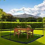 Mosquito Net Gazebo Fly Screen 3 x 3 m: Insect Protection Net Zip Gazebo Netting Adjustable Pergola Mosquito Net Fine Mesh Outdoor Garden Yard Patio Camping (Black, 300 x 300 x 230 cm)