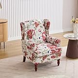 AZRBOPO Wingback Armchair, Retro Accent Chair Soft Padded Fabric Lounge Padded Sofa, Retro Vantage Leisure Armchair for Living Room Bedroom - Solid Wood Frame - Red