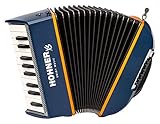 Piano Accordions. Hohner Chromatic Piano Accordion XS CHILDREN'S BLUE/ORANGE WITH BACKPACK.