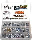 250pc Specbolt Brand Bolt Kit for Maintenance Upkeep of Present KTM SX EX EXC MX Dirt Bike Fastener This Includes 2 Strokes 50 60 65 85 105 125 250 300 550 4 Strokes 250 350 400 450 500 520 525
