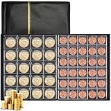 250 Pockets Coin Collection Book,Coin Collecting Storage,21.8x16.8cm Coin Collection Coin Album,PU Leather Cover Coin Collection Holder Book, PVC 10 Pages Coin Sleeves for Coins,Stamps,Medallions