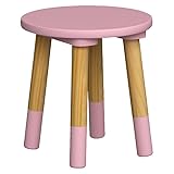 URBNLIVING Kids Wooden Portable Stool, Lightweight and Anti-Slip, H26cm x D24cm, Round Seat Pink Chair for Toddlers, Small Children, Home Decor for Desk, Table, Nursery, Kitchen, Bedroom