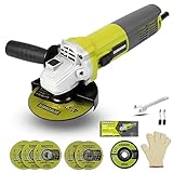 Angle Grinder, DEWINNER Corded Cutting Grinding Polishing, with Disc, Side Handle, 850 W 220-240 V Cutter, Adjustable Pin,115mm+ 6 Discs