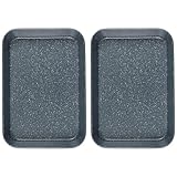 Russell Hobbs COMBO-8284 Deep Roasting Pan Set of 2, Non-Stick Carbon Steel Roaster, Tall Sides Tray for Meats, Vegetables, Large Oven Tin, Family Size, Nightfall Stone Collection, Blue Marble, 39 cm