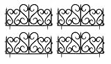 Garden Edging Lawn Flowerbed Border Fence Patio Fencing Landscape Weather Resist Hammer In Easy to Mount (4Pk Garden Design Fence (Black))