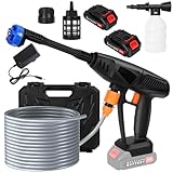Pressure Washers Cordless,24V 70Bar High Pressure Washer Gun with 6 in 1 Adjustable Nozzles 2 Battery 5m Hose 1 Charger,1500W Electric Power Washer,Lightweight Handheld Jet Wash for Patio Garden Car