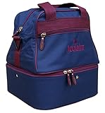 Acclaim Staple Mini Nylon Double Decker Four Bowls All Round Lawn Carpet Bowling Bag with Shoulder Strap New 2025 Model (Navy Blue/Burgundy)