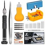 JOREST Watch Battery Replacement Kit, Watchmaker Repair Screwdriver, Watch Opening Tool, Watch Strap Replacement,Watch Back Remover, Watch Case Opener, Watch Back Remover Holder, Spring bar, Tweezers