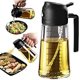 TrendPlain 16oz Olive Oil Spray Bottle - 2 in 1 Olive Oil Dispenser Bottle for Kitchen Accessories - Kitchen Gadgets, For Air Fryer (Black)
