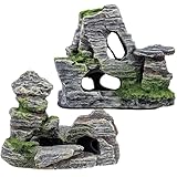 Fish Tank Decoration Aquarium Stone Aquarium Decorating,2pcs Fish Tank Rockery Hiding Cave Decoration For Fish Tank, For Fish Tank Decor Stone for Aquascape for Aquatic Pets